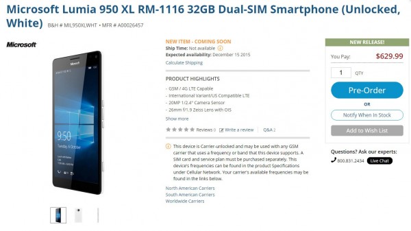 lumia 950 ön siparişi