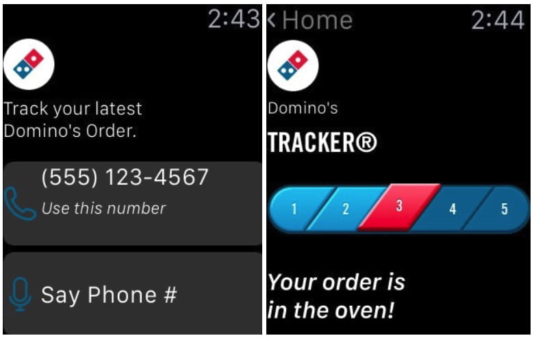 Akıllı saat ile pizza siparişi