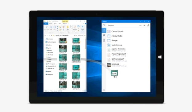 Dropbox Windows 10 tablet uygulaması