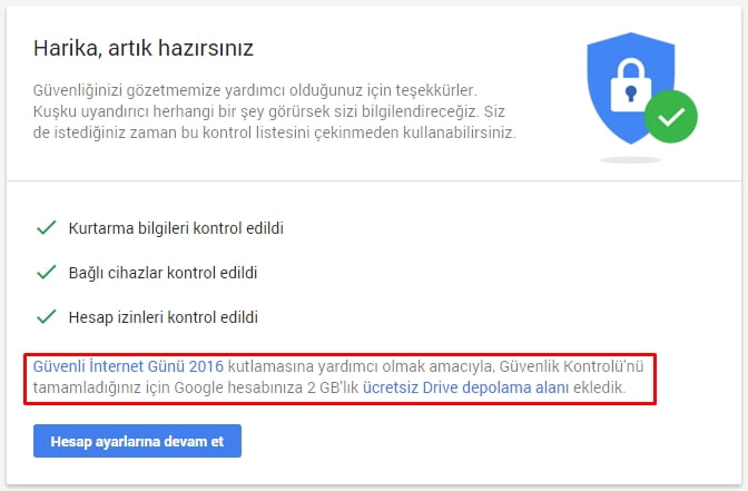 Google Drive 2 GB ücretsiz