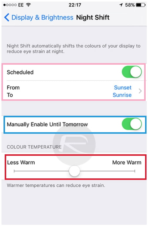 Night Shift ayar menüsü iOS 9.3 Beta 5 sürümünde görüldü! 2 Night Shift ayar menüsü
