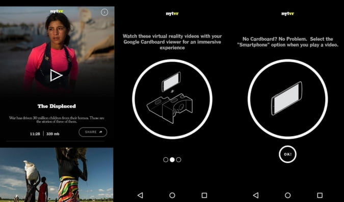 Android için sanal gerçeklik uygulaması : NYT VR