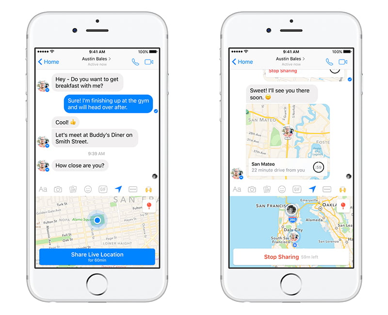 Facebook Messenger konum paylaşma özelliği geliyor! 2 facebook-messenger-live-locations