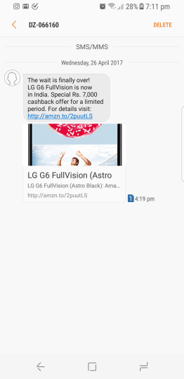 Galaxy S8 mesaj uygulaması