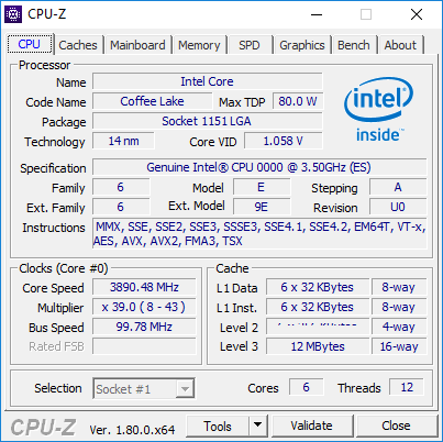 Coffee Lake 6 core intel