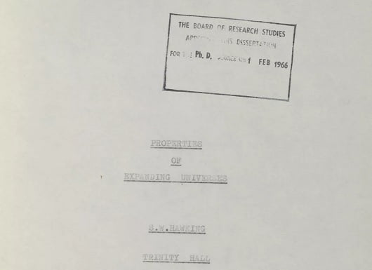Stephen Hawking'in doktora tezi ücretsiz olarak internette yayınlandı. Okuyabilirsiniz!