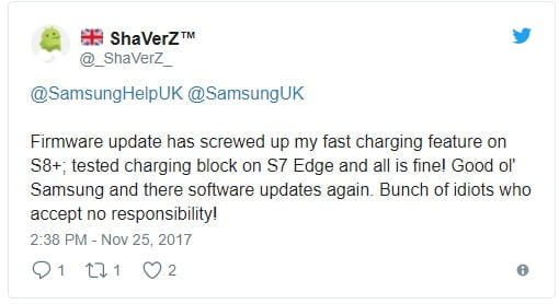 Güncelleme sonrası Galaxy S8 ve Galaxy S8+'larda şarj sorunu oluştu 2 Güncelleme sonrası Samsung Galaxy S8 ve Galaxy S8+'larda şarj sorunu oluştu