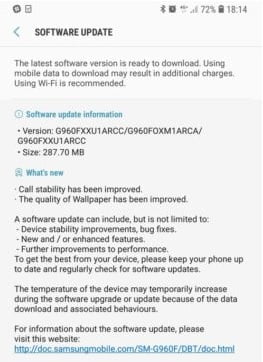 Samsung Galaxy S9 ve S9+'a önemli güncelleme