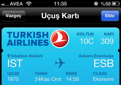 Apple Passbook Uygulaması Türk Hava Yolları’nda! Apple Passbook Uygulaması Türk Hava Yolları’nda