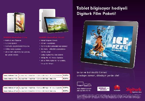Huawei tabletleri Digiturk'le evlerde