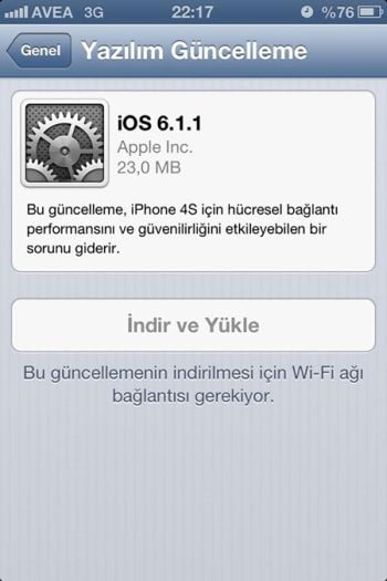 apple ios 6.1.1 güncelleme