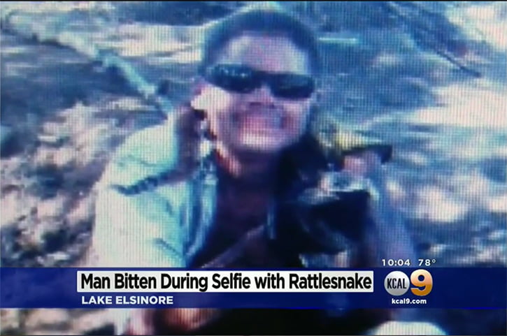 selfie cekerken yilan saldirisi