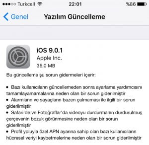 ios 9 0 1 guncellemesi