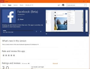 facebook beta windows 10