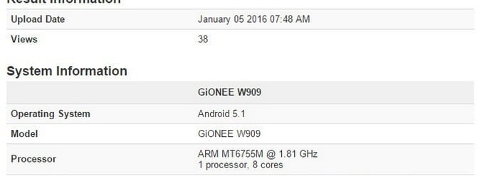Gionee W909 ortaya çıktı