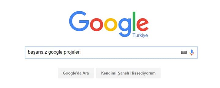 basarisiz google projeleri