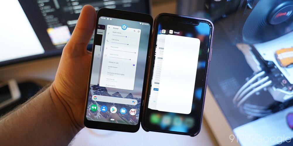 Android Q iPhone X