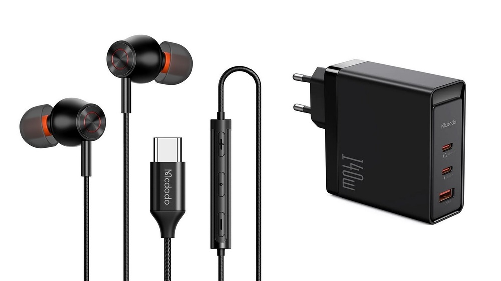 Mcdodo HP-3490 Type-C kablolu kulaklık ve 140w GAN5 Pro hızlı şarj adaptörü 1 a dff 3