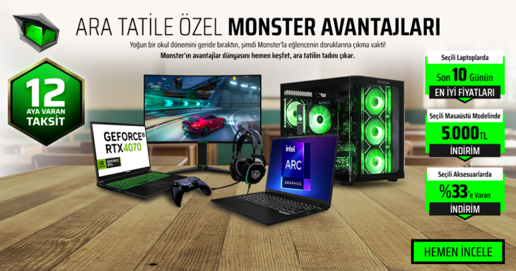Monster'dan Ara Tatile Özel Peşin Fiyatına 12 Taksit İmkânı 5 Monster'dan Ara Tatile