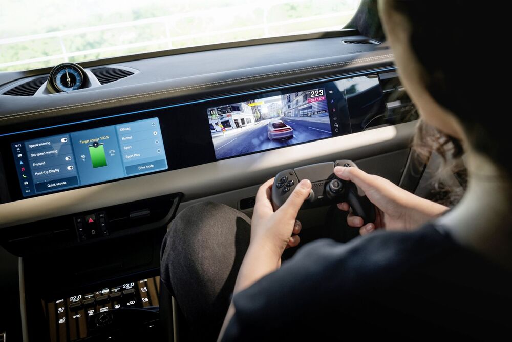 Gaming in the new 2026 Porsche Macan Electric Image source Porsche
