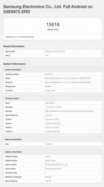 Samsung Exynos 2700 İlk Geekbench Testlerinde Göründü